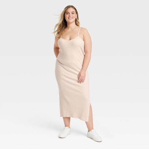 Women's Tank Maxi Sweater Dress - Universal Thread™ Tan 3x : Target