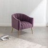 SEYNAR Modern Velvet Accent Chair,Round Upholstered Barrel Chair for Living Room - 2 of 4