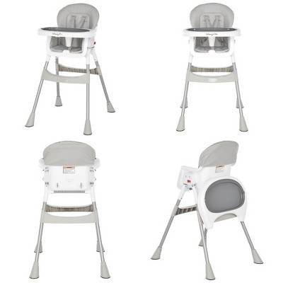 Gray and White Portable Convertible High Chair with Adjustable Tray