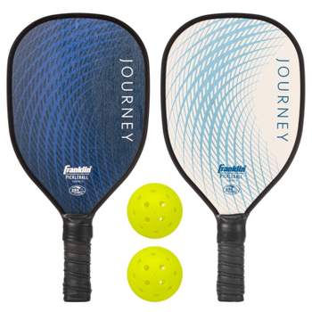 Franklin Sports 2 Player Wood Journey Pickleball Paddle and Ball Set in Mesh bag - White/Navy