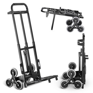VEVOR Stair Climbing Cart, 460 lbs Capacity Stair Climber Hand Truck and Dolly, Heavy-Duty Folding Trolley Cart with Dual Handle, Black - 1 of 4