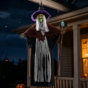 Joyfy Halloween Witch Decoration, Hanging Talking Witch