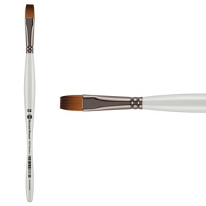 Borciani e Bonazzi UNICO Fiamatto Synthetic Series 821 Paint Brush, Flat Size 12 - For Acrylic and Watercolor Painting - Ergonomic Handle, - 1 of 4
