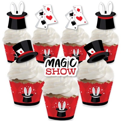 Big Dot of Happiness Ta-Da, Magic Show - Cupcake Decoration - Magical Birthday Party Cupcake Wrappers and Treat Picks Kit - Set of 24