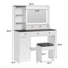 Makeup Vanity Desk with LED-Lit Mirror & Electrical Socket, 3 Lighting Color, White Dressing Table Set - 2 of 4