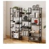Book Shelf, Triple 5 Tier Bookcase, Industrial Wood Bookshelf With 14 Open Display Shelves, Wide Book Case With Metal Frame For Living Room Bedroom H - 3 of 4