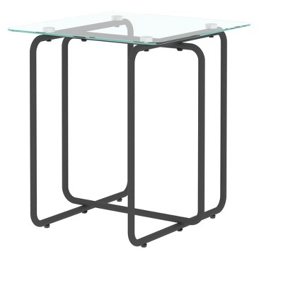 NicBex Modern 39.37" Rectangle Coffee Table with Tempered Glass Top and Metal Cross Legs for Living Room and Bedroom