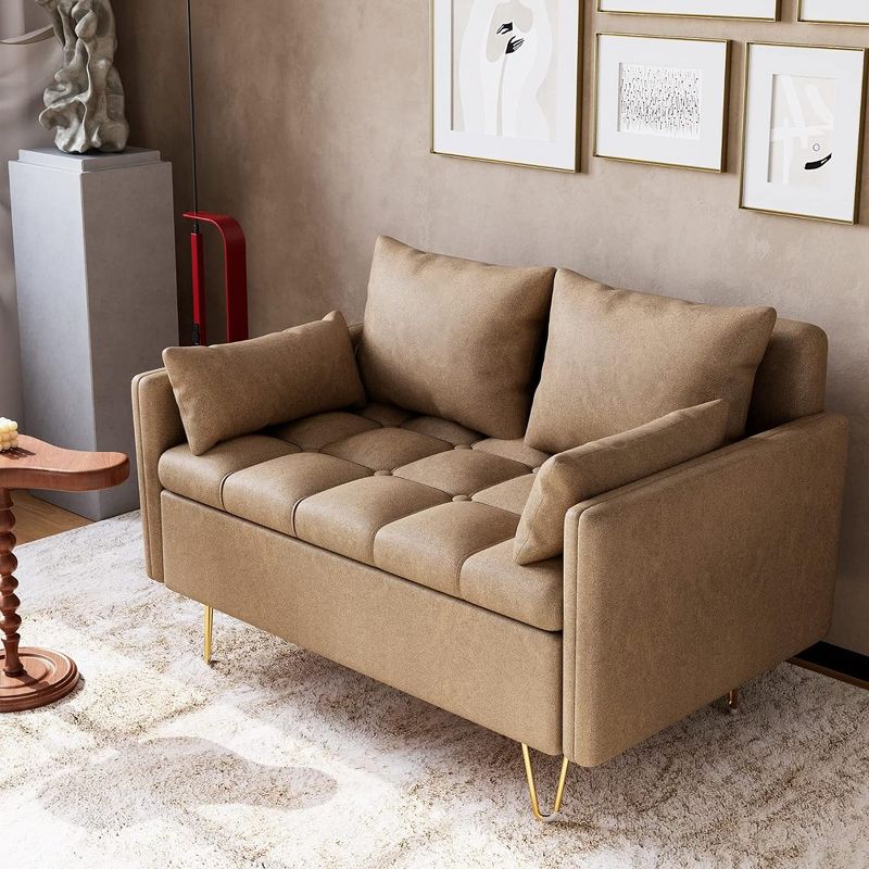 Sofa, 44.5 Inch Loveseat Modern, with Storage Under Seat Cushion, Leather 2 Seat Sofa with 4 Pillows, Small Spaces, Living Room, Bedroom, 5 of 7