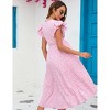 Coolmee Women's Maternity V Neck Ruffle Short Sleeve Wrap Dress Casual Flowy Nursing Breastfeeding Midi Dress with Belted - 3 of 4