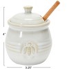 Storied Home Farmhouse Embossed Stoneware Honey Pot with Wood Honey Dipper - 2 of 4