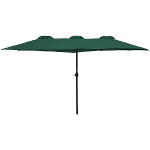 Northlight 15' Outdoor Patio Market Umbrella with Hand Crank, Green - 1 of 4