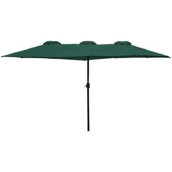 Northlight 15' Outdoor Patio Market Umbrella with Hand Crank, Green