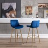30" Velvet Fabric Counter Height Bar Stools Set of 2 with Chrome Footrest and Metal Legs for Kitchen, Dining, or Bar - 2 of 4