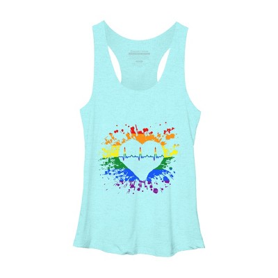 Adult Design By Humans Pride Heartbeat EKG Splatter By LegatoTendo Racerback Tank Top