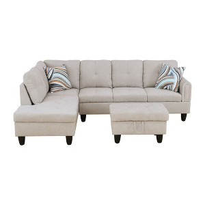 Luxurious Chenille Velvet 3-Piece Sofa Set: Dual Spring Comfort - 1 of 3