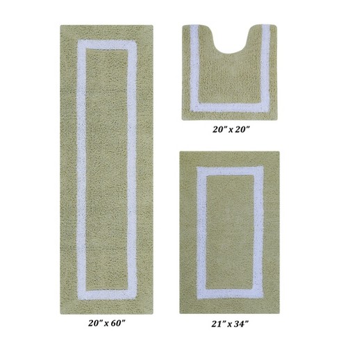 20x60 Hotel Collection Bath Rug White/sage - Better Trends : Target