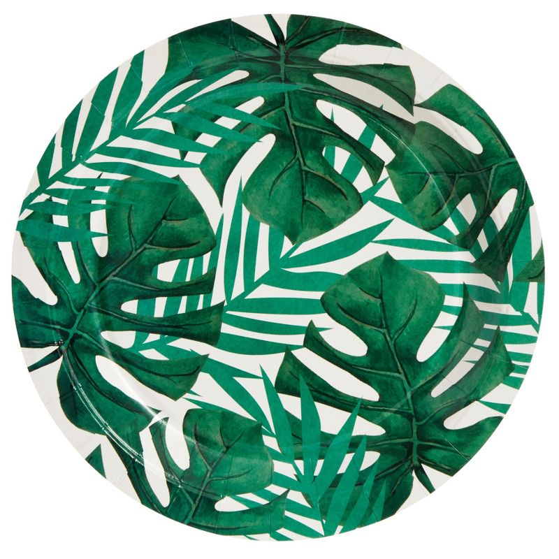 Blue Panda 80-Pack Tropical Paper Plates, Disposable 9" Green Leaf Plates Paper Design for Birthday. Bridal Shower, Hawaiian Luau Party Supplies, 9 In, 4 of 9