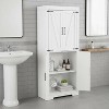 FurnitureR 68" Tall Kitchen Pantry Storage Cabinet, Freestanding Wood Cupboard with 4 Shelves and Doors  for Dining Room, Living Room, Office, White - 3 of 4