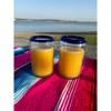 Dos Sueños Mexican Hand Blown Juice Glasses - Blue Rim - 8oz - Set of 2 - 3 of 4