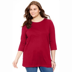 Woman Within Perfect Three-Quarter-Sleeve Scoopneck Tunic - 1 of 4