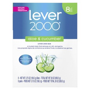 Lever 2000 Bar Soap Aloe & Cucumber, 4 oz, 8 Bars - 1 of 4