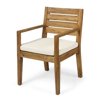Nestor Acacia Wood Dining Chairs with Water-Resistant Cushions, Set of 2