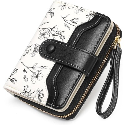 BEAFUP Womens Wallet,RFID Blocking Floral Leather Card Holder,Bifold Long Ladies Wallet with Zipper Pocket for Daily Use & Travel