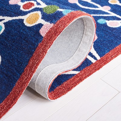 Handmade Blue Floral Wool Tufted Area Rug