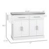 HOMCOM Rolling Kitchen Island with Storage, Portable Kitchen Cart with Stainless Steel Top, 2 Drawers, Spice, Knife and Towel Rack and Cabinets, White - 3 of 4