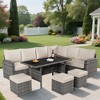 Outdoor Patio Furniture Sets, PE Rattan Furniture Sectional Sofa Set with Storage Table - 2 of 4