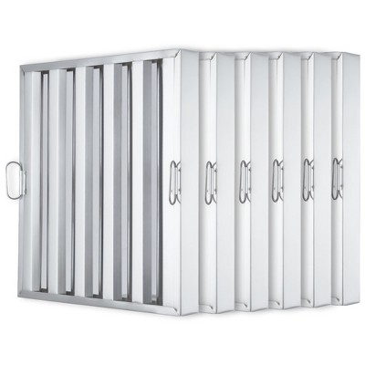 WhizMax Pack of 6 Hood Filter, 5 Grooves Commercial Kitchen Range Hood Filter, 430 Stainless Steel