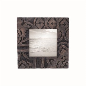 Dark Wood 4 x 4 inch Carved Wood Picture Frame - Foreside Home & Garden - 1 of 4