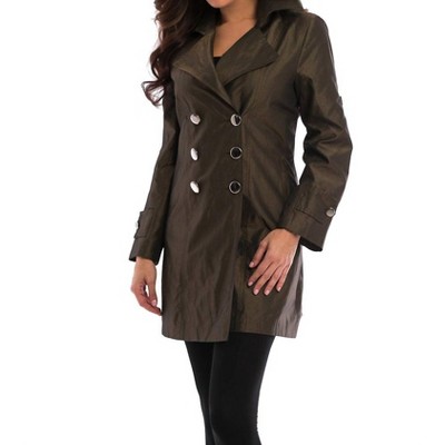 Women's METALLIC DOUBLE BREASTED RAIN JACKET - ANGEL