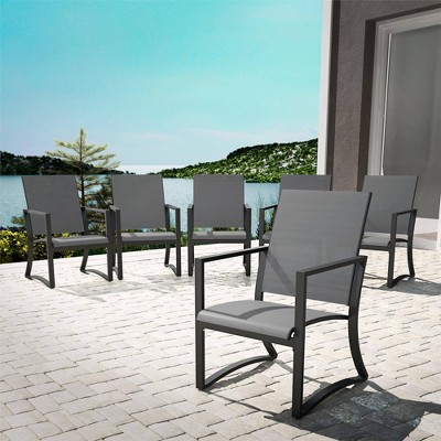 6pk Steel Patio Dining Chairs with Light Gray Sling - Room & Joy