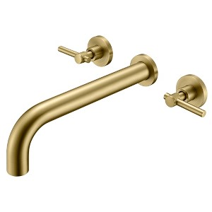 SUMERAIN Bathroom Wall Mounted Tub Filler Faucet with Brass Rough in Valve, Brushed Gold  Finish - 1 of 4