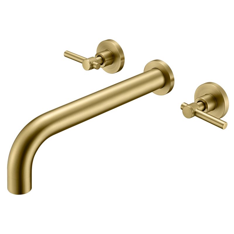SUMERAIN Bathroom Wall Mounted Tub Filler Faucet with Brass Rough in Valve, Brushed Gold  Finish, 1 of 8