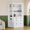 White 83.4" Vertical Bookcase with LED Light and Drawers, 3-Piece Modern Bookshelf Suite with Corner Shelves for Living Room-3irtyhousy - 2 of 4