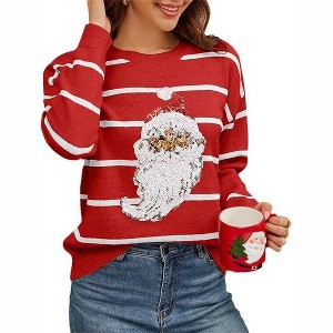 Clearlove Christmas Sweaters for Women Cute Christmas Sweater Ugly Xmas Sweater Crewneck Holiday Knit Pullover Tops - 1 of 4