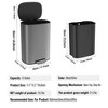 13 Gallon 50L Kitchen Foot Pedal Operated Soft Close Trash Can - Stainless Steel Ellipse Bustbin, Silver 2Feet H - 4 of 4