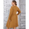 Coolmee Women Casual Round Neck Long Sleeve Loose Side Button Wide Hem Knit Textured Sweater Midi Dress - 3 of 4