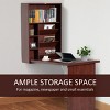 INFURNIC Desks Wall Mounted Fold Out Convertible Desk with Adjustable Shelves for Space Saving Easy to Assemble, Brown, 37"*23.5"*60" - 3 of 4