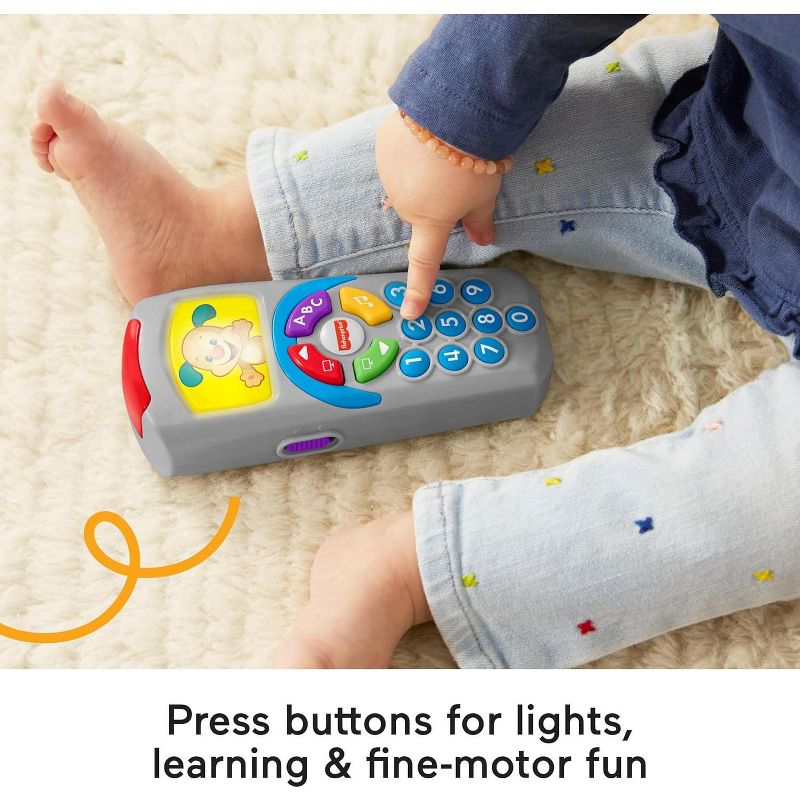 Fisher-Price Laugh & Learn Baby Learning Toy, Puppy's Remote Pretend TV Control with Music and Lights for Ages 6+ Months - Gray, 4 of 7
