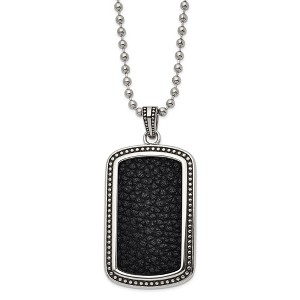 Black Bow Jewelry Men's Stainless Steel & Black Leather Antiqued Dog Tag Necklace, 22 In - 1 of 3