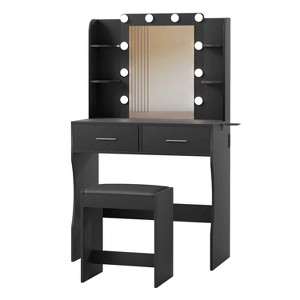 BestMassage Glamour Lighted Vanity Table Set with 2 Drawers & Stool - 1 of 4