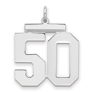 Black Bow Jewelry Sterling Silver, Athletic Collection, Large Polished Number 50 Pendant - 1 of 3