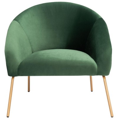 Malachite Green Velvet Accent Chair with Slim Gold Legs