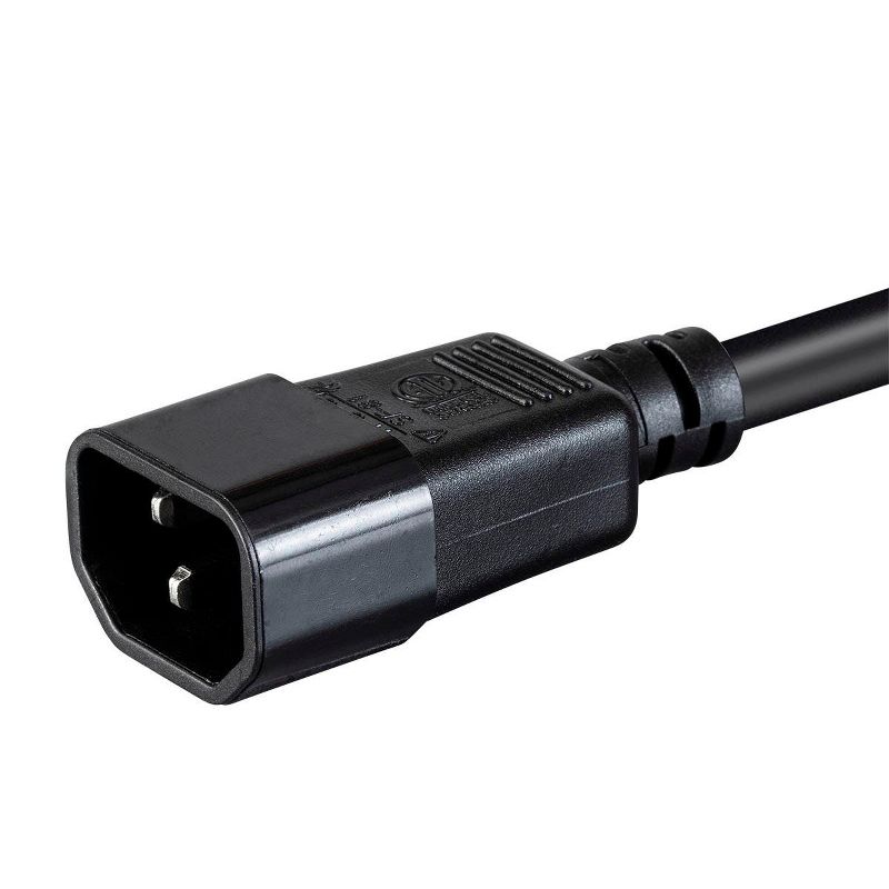 Monoprice Extension Cord - 8 Feet - Black | IEC 60320 C14 to IEC 60320 C13, 14AWG, 15A, 100-250V, For Powering Computers, Monitors, and other, 3 of 7