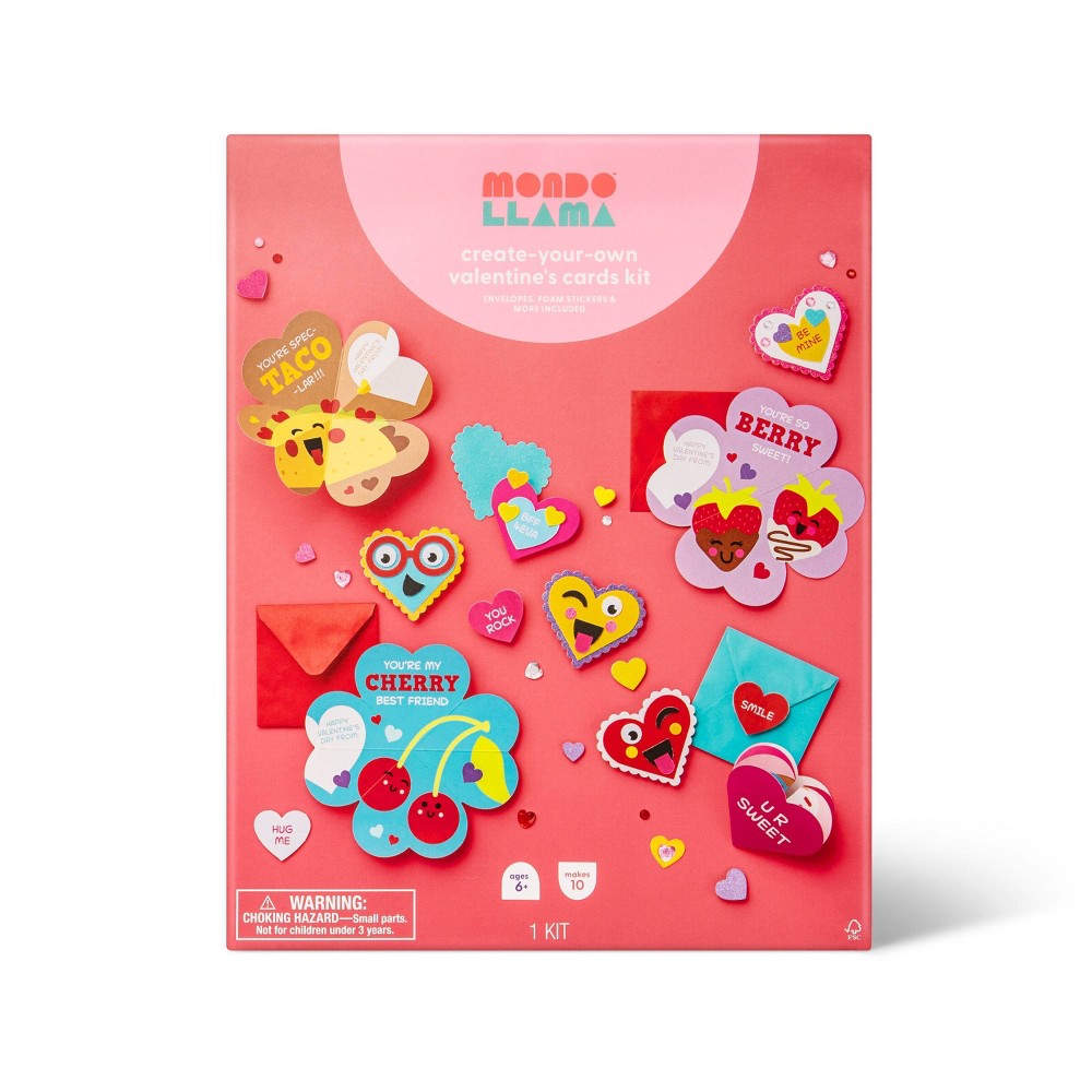 (Case of 10 Pack) Create-Your-Own Valentine's Day Paper Craft Kit - Mondo Llama™