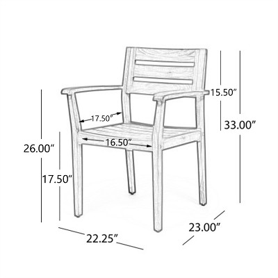 Solomon 5-Piece Teak Acacia Wood Outdoor Dining Set