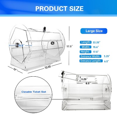 Large Clear Acrylic Raffle Drum with Lockable Door